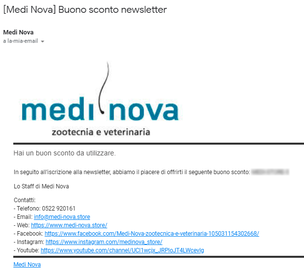 Email buono sconto newsletter